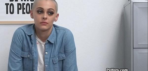  Buzz cut teen thief drilled hard on the office desk
